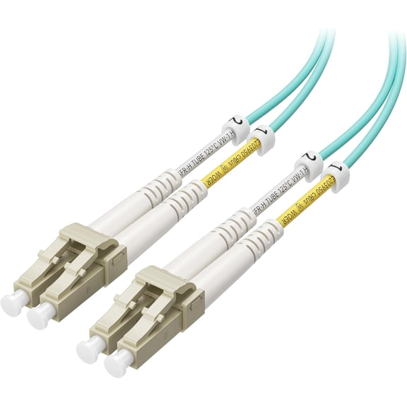 ERUCND-40Gb OFNP Plenum Rated Multimode Duplex 50/125 OM3 Fiber Cable, Short LC to LC Fiber Optic Cable - 3.3ft / 1m