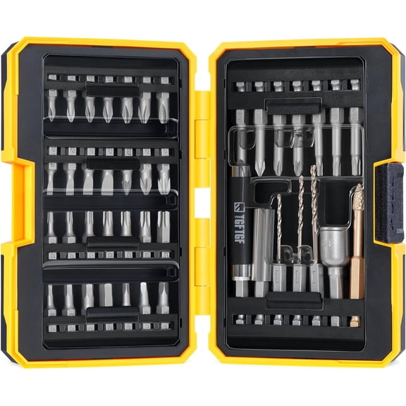 ERUCND-42PCS S2 Steel Screwdriver Bit Set, Magnetic Drill Bit Set, includes PH, PZ, SQ, SL, Hex, Torx Security Bit Set, and Nut Bit, with Carbide Burr, 1/4 Hex Extension Bit Holder, Upgraded Version
