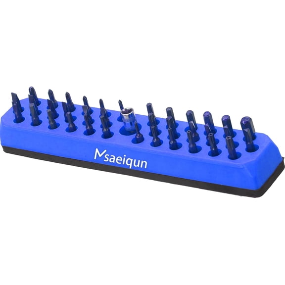 ERUCND-43-Slot Magnetic Screwdriver Bit Organizer Case, Fits 1/4'' Hex Bits, Empty Storage Box for Tool Organization, Organizer Only (Bits Not Included) (Blue)