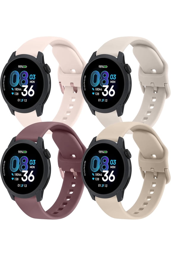 -4PACK Bands Compatible with COROS PACE 4 / PACE 3 / Pro/APEX 2 Pro/APEX Pro/APEX 46mm Men Women, 22mm Soft Sport Replacement Strap for Coros Pace 4/3 Watch