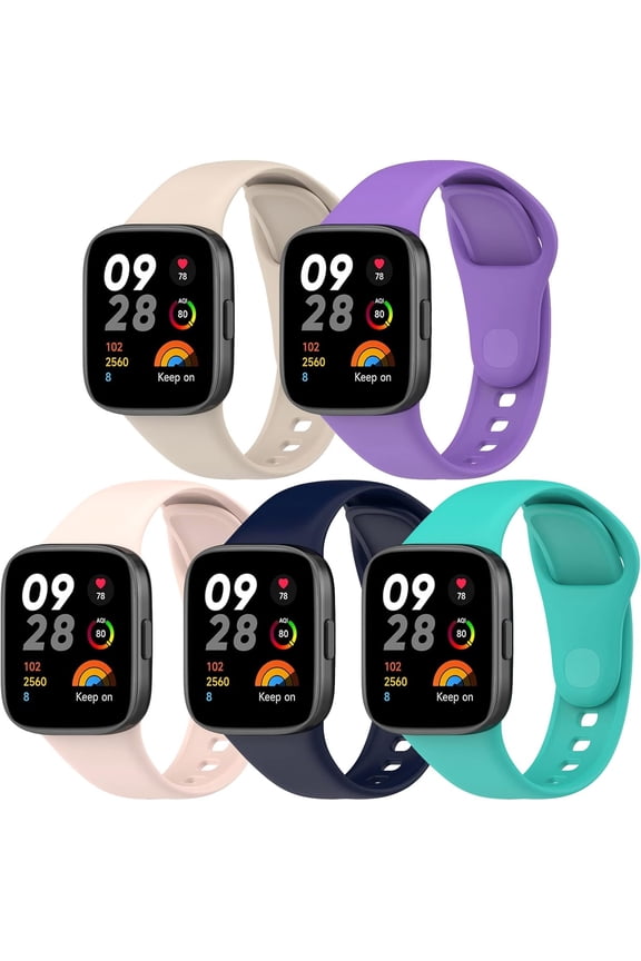 -5 Colors Bands Compatible with Xiaomi Mi watch lite 3/Redmi Watch 3, Adjustable Soft Silicone Replacement Sport Strap for Women Men Sport Bands Accessories for Xiaomi Mi watch lite 3/Redmi Wat