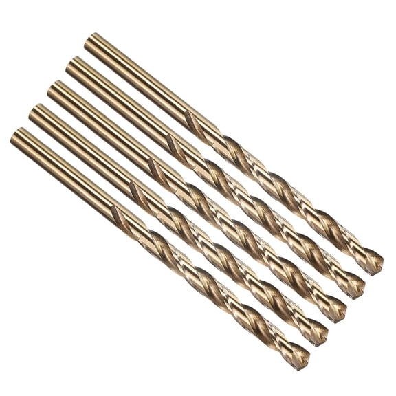 ERUCND-#5 Drill Bit, Micro Number Small Bits 4341 High-Speed Steel 135 Gold Finish for Soft Thin Metal Steel Wood Acrylic - 5 Pack