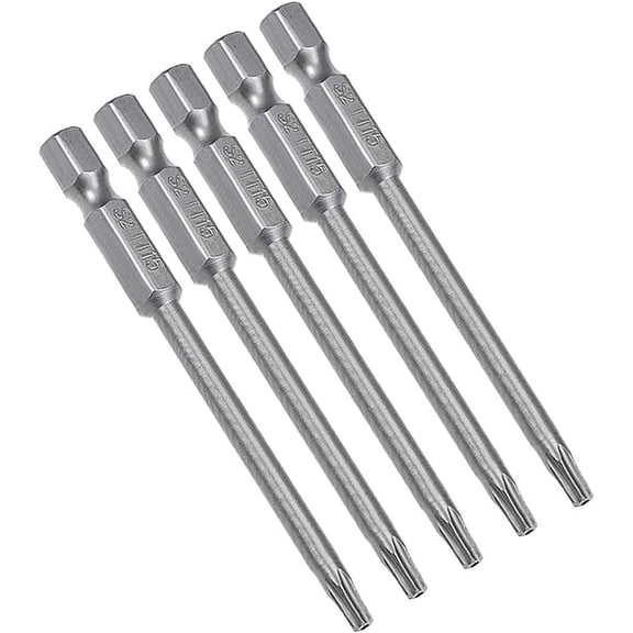 ERUCND-5 Pcs T15 Magnetic Torx Screwdriver Bits, 1/4 Inch Hex Shank 3-inch Length S2 Security Tamper Proof Screw Driver Kit Tools