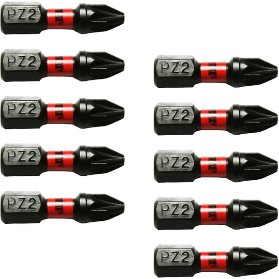 ERUCND-50 pc PZ2 Pozi #2 Black High Torque Impact Screwdriver Insert Bits Set S2 Steel Torsion Resistant, 1 Inch Long, 1/4 Inch Hex Shank with Quick Release Slot