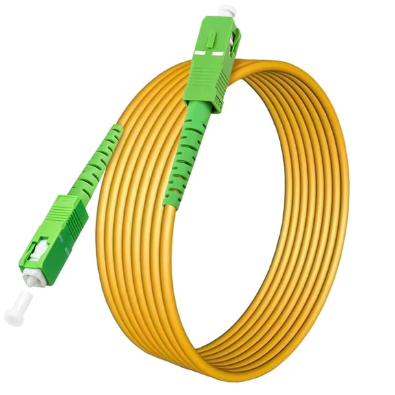 ERUCND-50ft (15m) SC/APC Fiber Optic Internet Cable, Single Mode Fiber Patch Cord, Fiber Optic Jumper Cable, Optical Patch Cord for Internet - SIMPLEX - 9/125um - OS1/OS2 Compatible, LSZH Yellow