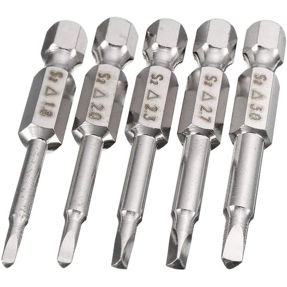 ERUCND-5Pcs Triangle Head Screwdriver Bit Set 1.8/2/ 2.3/2.7/ 3mm Magnetic Triangular Screwdriver Bits 1/4 Inch Hex Shank Triangle Drill Bit S2 Steel Triangular Tip Screw Driver Bits, 50mm length