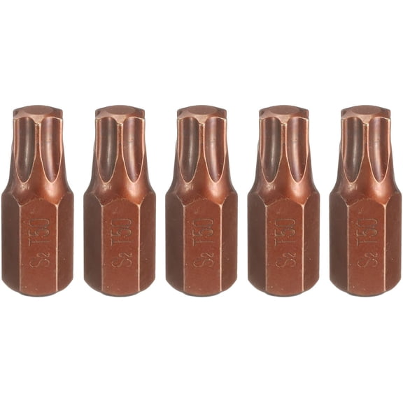 ERUCND-5pcs T50 Torx Screwdriver Bit 10mm Hex Shank 30mm Length Magnetic Security Tamper Proof 6 Point Head Hex Bits S2 Steel Screw Driver Bit
