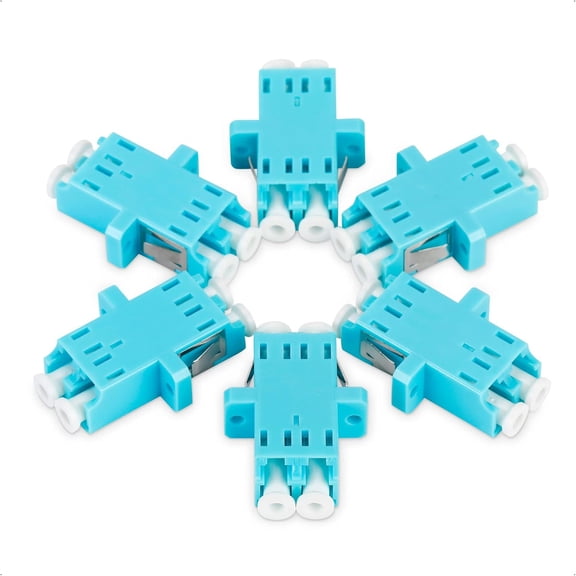 ERUCND-6-Pack, LC to LC UPC Duplex OM3/OM4 Multimode Fiber Optic Adapter, OM3/OM4 LCLC Fiber Coupler
