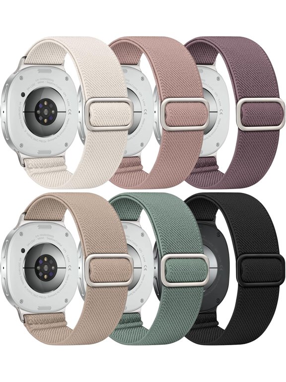 -6 Pack Stretchy Bands for Garmin Vivoactive 5/6 Women - 20mm Nylon Adjustable Sport Straps Breathable Wristbands for Forerunner 165 245/Venu Sq 2/Vivomove Luxe/Approach S50/S44/S42