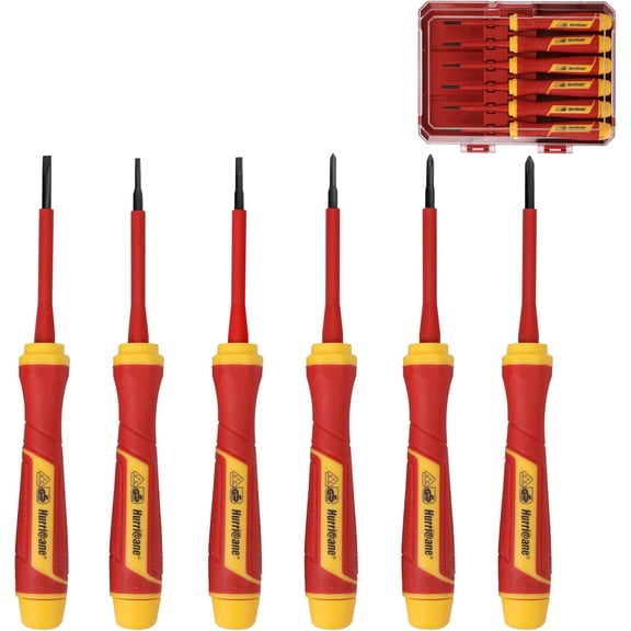ERUCND-6-Piece Insulated Precision Screwdriver Set, 1000V VDE Certified Small Electrician Screwdrivers with Magnetic Tips, PH000-PH0 & SL2.0-3.0mm for Terminal Blocks, Household Electrical Repairs