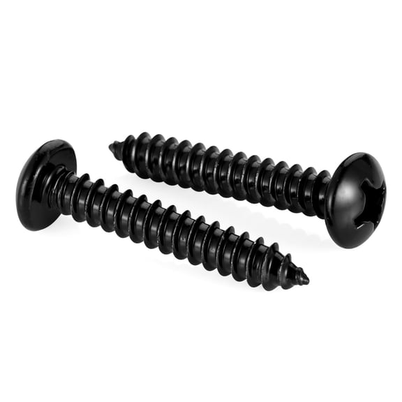 ERUCND-#6 x 1-1/4" Pan Head Self Tapping Screw, Pan Head Sheet Metal Screws Wood Screws, Black Finish Stainless Steel 304 (18-8), 100 Pack