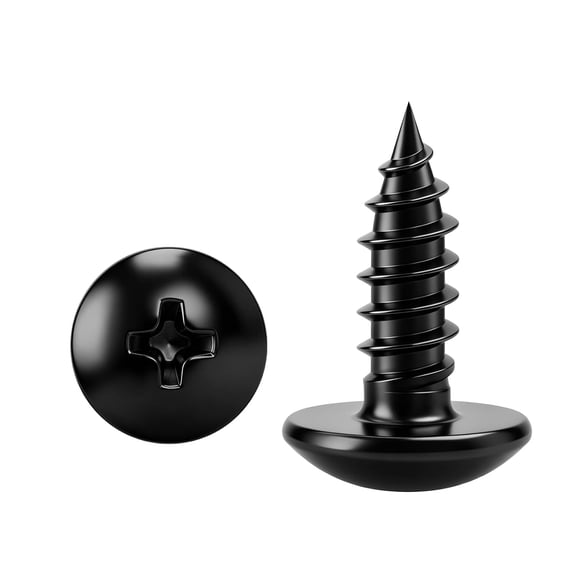 ERUCND-#6 x 1/2" Truss Head Self Tapping Screws Sheet Metal Wood Screws, Stainless Steel 18-8 Black Finish, 100 PCS