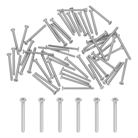ERUCND-60-Pack Flat Head Machine Screws, M1.4x16mm 304 Stainless Steel Phillips Drive Tiny Screws for Machinery/Equipment, Cross Drive Hardware Fastener