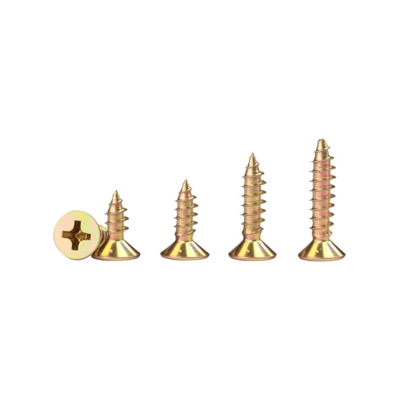 ERUCND-620 Pcs M3 Wood Screws Set - Phillips Flat Head Galvanized Small Self Tapping Screw Kit, 4 Sizes (6/8/10/12mm), Zinc Coated Anti-Rust for Cabinets, DIY Crafts & Automotive Trim.