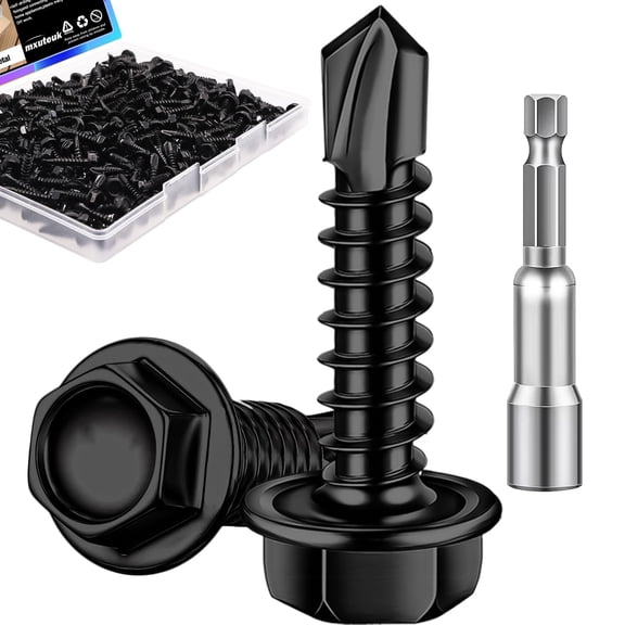 ERUCND-#83/4" Self Tapping Screws,410 Stainless Steel Self Tapping Screws for Metal,Self Drilling Screws,Hex Washer Head Screws Suitable for Wood, Metal or Tough Materials (180PCS)