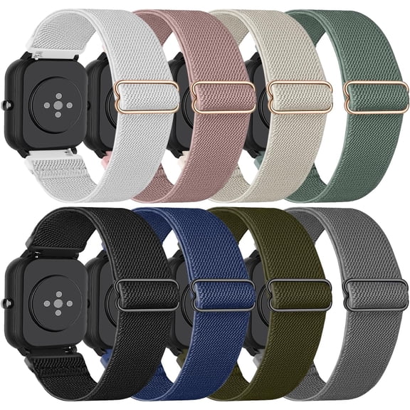 ERUCND-8 Pack Stretchy Nylon GTS & Bip Watch Bands, 20mm Soft Loop Strap