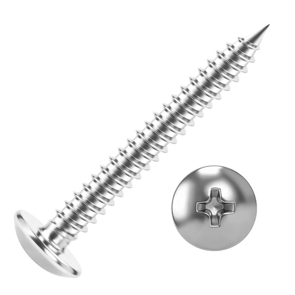 ERUCND-#8 x 1-1/2" Truss Head Sheet Metal Screws Wood Screws, 304 Stainless Steel 18-8, Self Tapping, 100 PCS