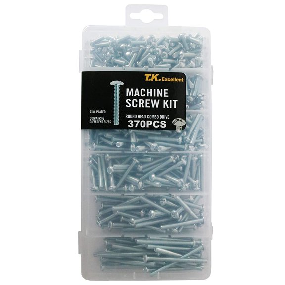 ERUCND-#8x1/2 to #8x2 Machine Screws Assortment Kit Electrical Outlet Screws Fully Threaded Phillips Drive, 370 Pcs