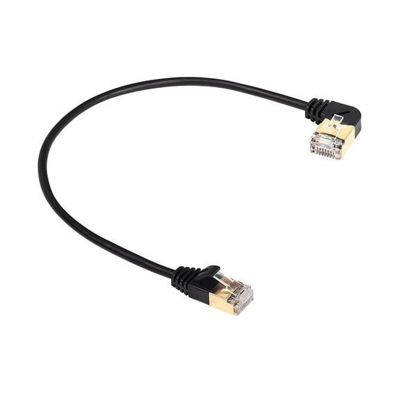 ERUCND-90 Degree Right Angle Cat8 Ethernet Cable, High Speed 40Gbps 2000Mhz Network Cord, with Gold Plated Plug SFTP Wires CAT8 RJ45 Connector Gaming LAN Cable,for PC, Router (Right 0.3M/1FT)