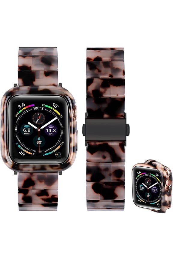 -Band with Case Compatible with Apple Watch 46mm 45mm 44mm 42mm 41mm 40mm 38mm,Women Men Fashion Resin Strap Bumper for iWatch Series 11/10/9/8/7/SE/6/5/4/3/2/1