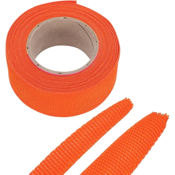 ERUCND-Braided Cable Sleeves Heat Shrinkable Fabric Sleeving, 1" 16ft Orange 2:1 Ratio Heat Shrinkable Cord Protector for Harness Cable, Network Cable Protection, Cable Management