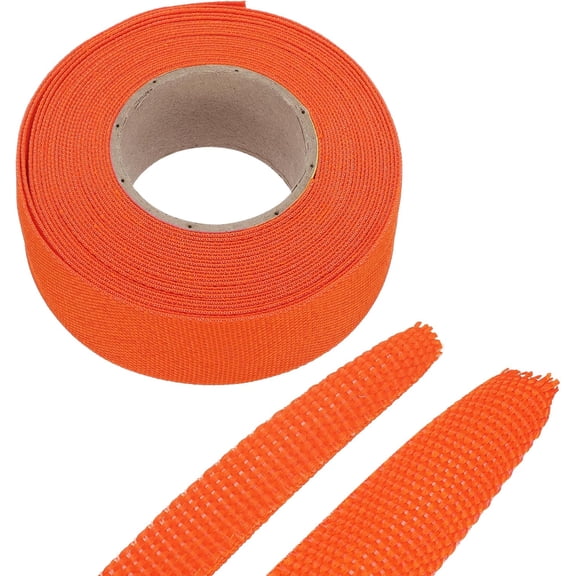 ERUCND-Braided Cable Sleeves Heat Shrinkable Fabric Sleeving, 1" 26ft Orange 2:1 Ratio Heat Shrinkable Cord Protector for Harness Cable, Network Cable Protection, Cable Management