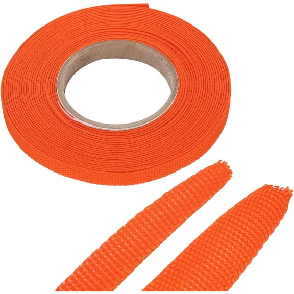 ERUCND-Braided Cable Sleeves Heat Shrinkable Fabric Sleeving, 1/4" 26ft Orange 2:1 Ratio Heat Shrinkable Cord Protector for Harness Cable, Network Cable Protection, Cable Management