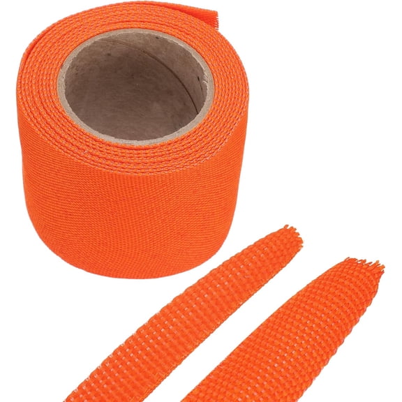 ERUCND-Braided Cable Sleeves Heat Shrinkable Fabric Sleeving, 2" 10ft Orange 2:1 Ratio Heat Shrinkable Cord Protector for Harness Cable, Network Cable Protection, Cable Management