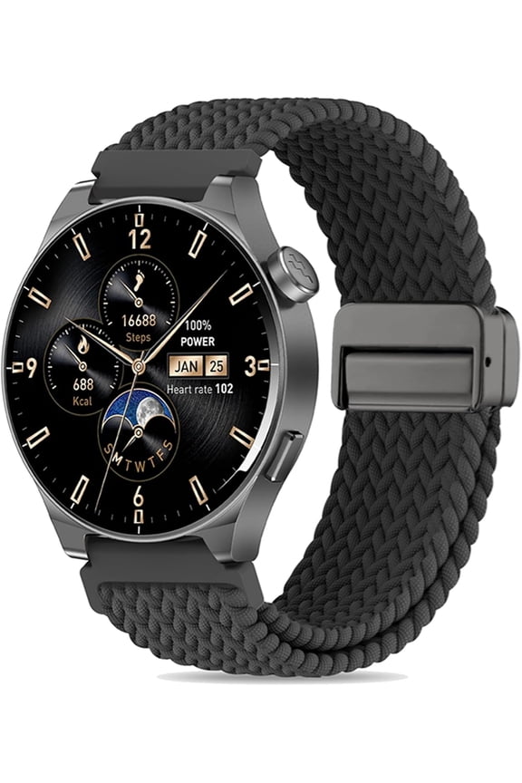 -Braided Stretchy Nylon Watch Bands Compatible with CMF Watch 3 Pro/Pro 2/Pro Smartwatch,Magnetic Clasp Sports Loop Soft Elastic Adjustable Quick Release Strap for Tozo S5/S6/S3 Women Men