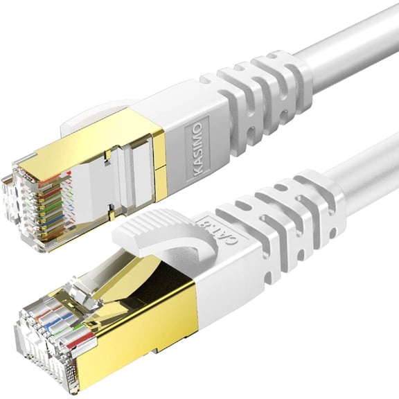 ERUCND-CAT 8 Ethernet Cable 6 FT, Cat8 Internet Cable 40Gbps with RJ45 Gold Plated Connector SFTP, High Speed Gaming LAN Patch Cable, Compatible with Cat5/Cat6/Cat7, White (White, 6FT 1 Pack)