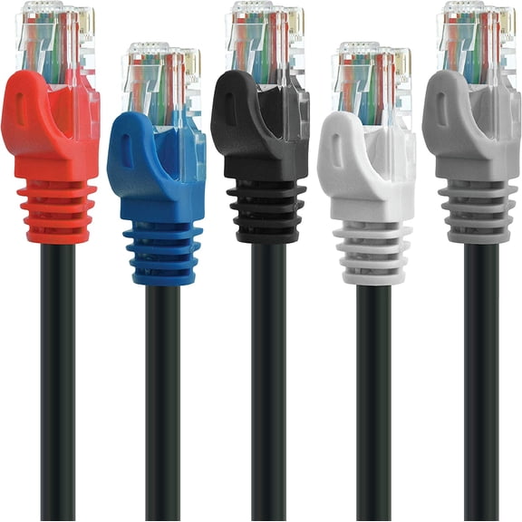 ERUCND-CAT6 Ethernet Patch Cable (3 ft) RJ45 Connectors with Gold Plated Contacts (10gbps) (5-Pack - 3 Foot) (Multicolor)