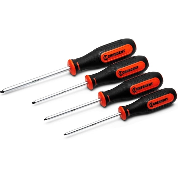 ERUCND-CRESCENT 4 Piece Square Screwdriver Set, Square S0x4"", S1x4"", S2x4"", and S3x5 - CSQSET4PC