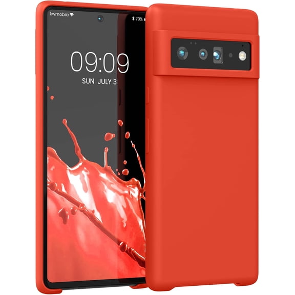 ERUCND-Case Compatible with Google Pixel 6 Pro Case - TPU Silicone Phone Cover with Soft Finish - Tangerine Orange
