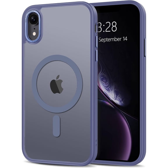 ERUCND-Case for iPhone XR Case Magnetic Phone Case Compatible with MagSafe, Soft TPU Bumper Hard Translucent Matte Back Slim Fit Shockproof Protective Case Cover for Men Women Girls - Blue