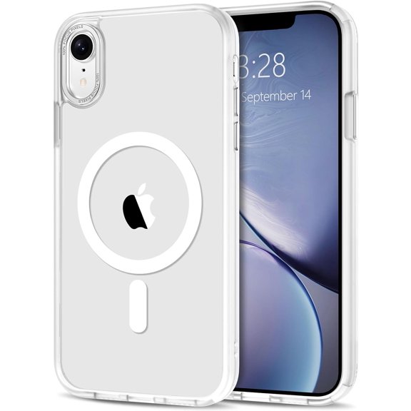 ERUCND-Case for iPhone XR Case Magnetic Phone Case Compatible with MagSafe, Soft TPU Bumper Hard Translucent Matte Back Slim Fit Shockproof Protective Case Cover for Men Women Girls - White