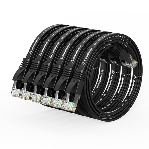ERUCND-Cat 6 Ethernet Cable 1ft (6 Pack) (at a Cat5e Price but Higher Bandwidth) Flat Internet Network Cable - Cat6 Ethernet Patch Cable Short Black - Cat6 Computer Cable with Snagless RJ45 Connector