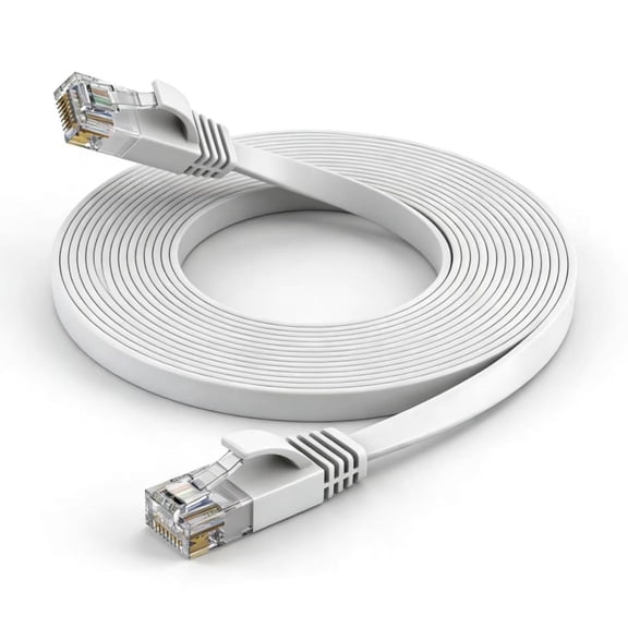 ERUCND-Cat 6 Ethernet Cable 25 ft, Cat6 Flat Ethernet Cable 25 ft, High Speed RJ45 Cat 6e/Cat6 Ethernet Cord for Router, Modem(Indoor/Outdoor, 250MHz, 1Gbps, White)