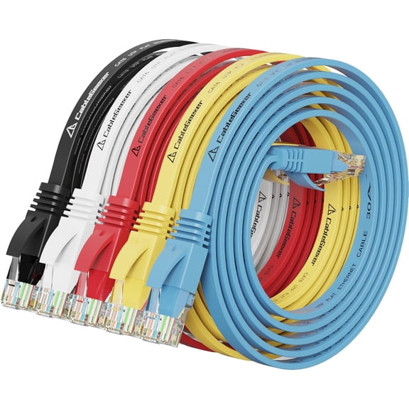 ERUCND-Cat 6 Ethernet Cable 3 ft (5 Pack) (at a Cat5e Price but Higher Bandwidth) Cat6 Internet Network Cable Flat - Ethernet Patch Cables Short - Computer LAN Cable with Snagless RJ45 Connectors