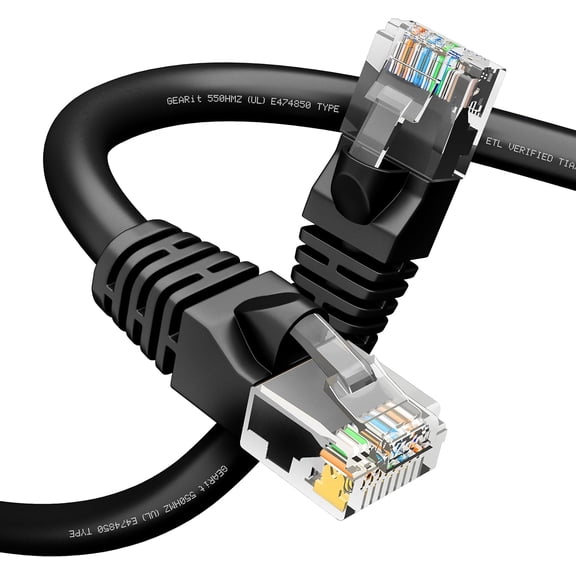 ERUCND-Cat 6 Ethernet Cable Pack - 1-Pack 25 ft Cat6 Ethernet Patch Cables | RJ45 Network Patch Cable, 10 Gbps Snagless Gold-Plated Connectors - Ethernet Cable Cat 6 for PC, TV, Router - Black