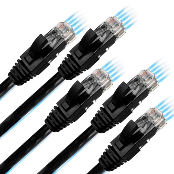 ERUCND-Cat 6 Ethernet Cables (5-Pack), 3ft, Snagless, RJ45, Black