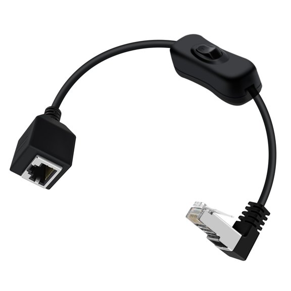 ERUCND-Cat 6 Ethernet Extension Cable with Switch 1000Mbps RJ45 Extension Cable Male Female for Laptop,PC,Router and MC (Down, 0.3 m/1 ft)