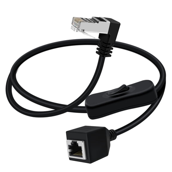 ERUCND-Cat 6 Ethernet Extension Cable with Switch 1000Mbps RJ45 Extension Cable Male Female for Laptop,PC,Router and MC (Down, 0.6 m/2 ft)