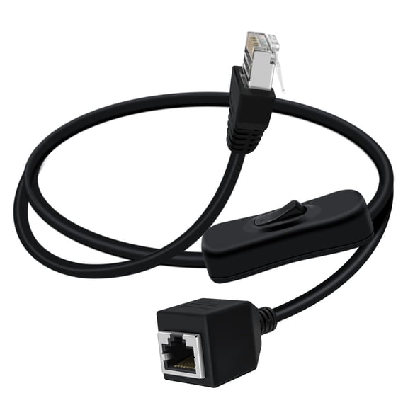 ERUCND-Cat 6 Ethernet Extension Cable with Switch 1000Mbps RJ45 Extension Cable Male Female for Laptop,PC,Router and MC (Straight, 0.6 m/2 ft)