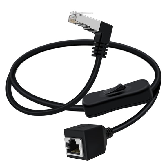 ERUCND-Cat 6 Ethernet Extension Cable with Switch 1000Mbps RJ45 Extension Cable Male Female for Laptop,PC,Router and MC (Up, 0.6 m/2 ft)