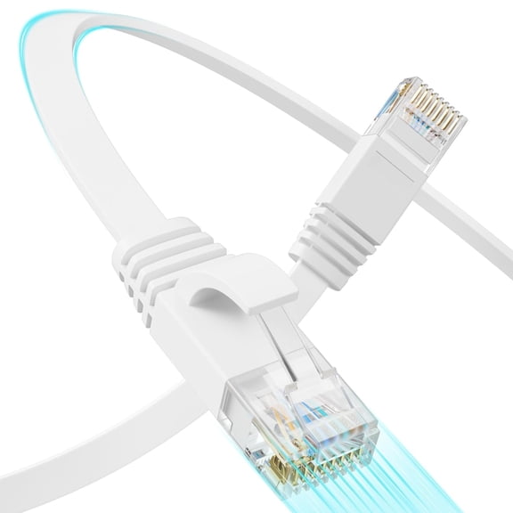 ERUCND-Cat 6 Flat Ethernet Cable 100 FT, UTP 10Gbps High-Speed Cat6 Ethernet Cable, Pure Copper Cat 6 Cable, Long Ethernet Cable for Home or Office Network Wiring, White