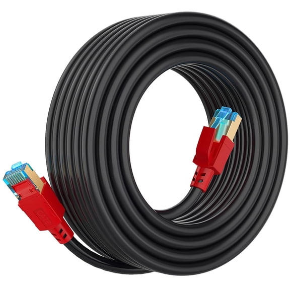 ERUCND-Cat 8 Ethernet Cable 15 ft, 26AWG 40Gbps 2000Mhz Ultra Speed Cat8 LAN Network Cable Patch Cord with Gold Plated RJ45 Connector, Weatherproof UV Resistant for Router/Modem/Gaming/PC/Switch