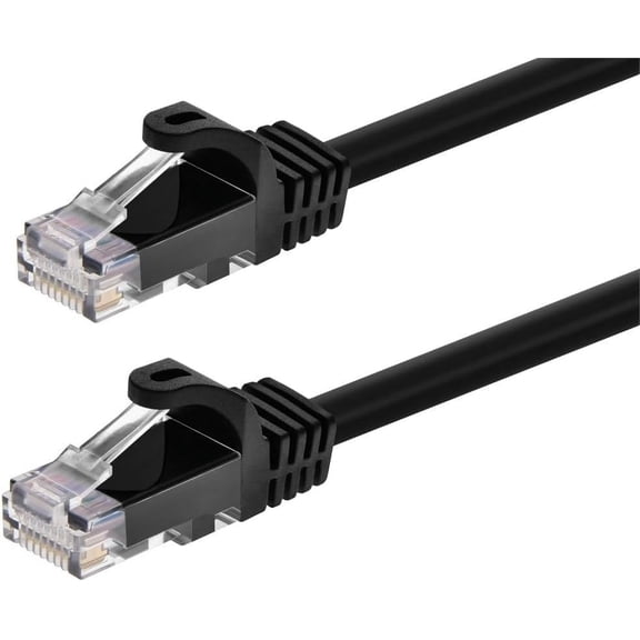 ERUCND-Cat5e 25ft Black Patch Cable UTP 24AWG 350MHz Pure Bare Copper Snagless RJ45 Flexboot Series Ethernet Cable
