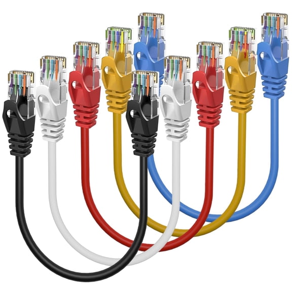 ERUCND-Cat6 Ethernet Cable, 5-Pack 1ft in Multi-Color, Cat 6 Cable RJ45, LAN, 24AWG UTP, Network, Patch, Internet Cable (1 feet, 5 Pack)