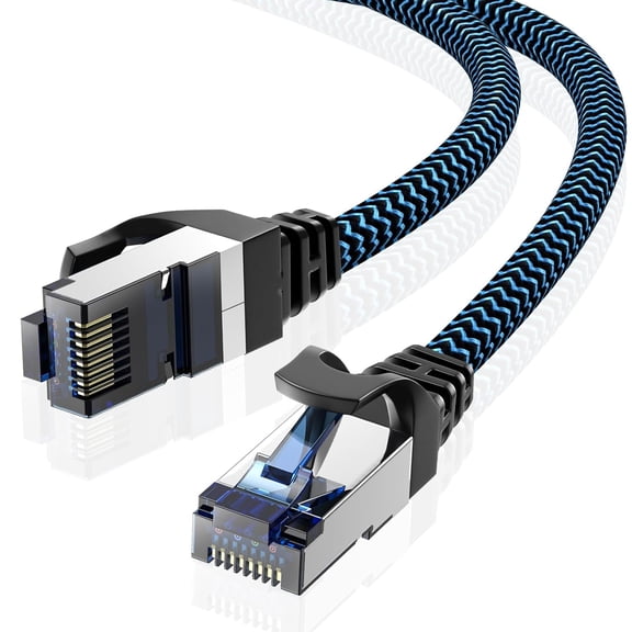 ERUCND-Cat8 Ethernet Cable 10 ft 1 Pack, High Speed 40Gbps 2000MHz, Braided, Blue, Compatible with Router, Modem, Laptop, PC, Gaming