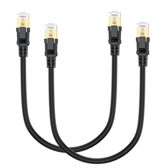 ERUCND-Cat8 Ethernet Cable 1FT 2-Pack, High Speed Ethernet Cable Cat 8 SFTP Internet Network Patch Cord Short Cable 40Gbps 2000Mhz for Patch Panel, Home Network, Cable Management, Router, Modem